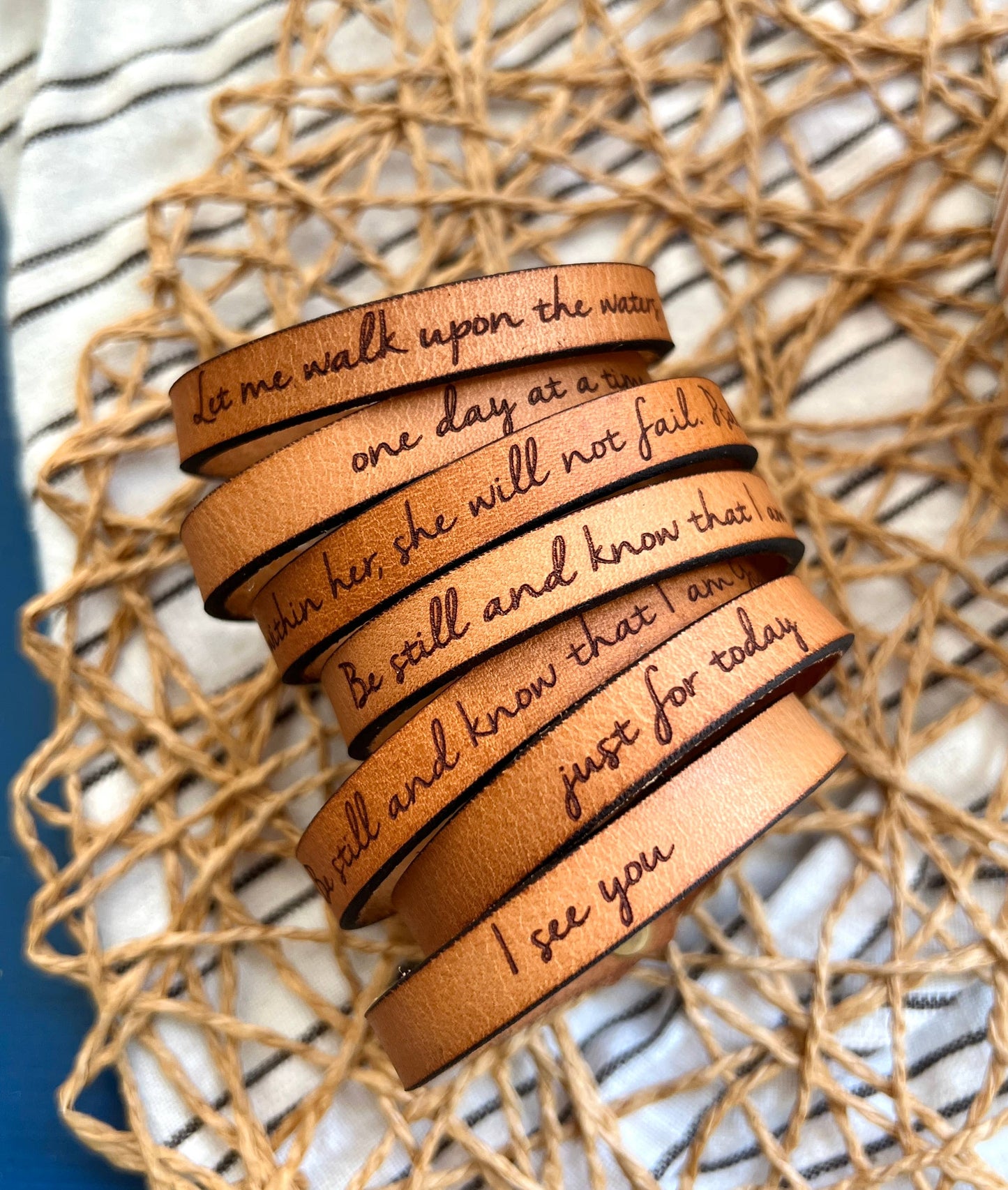 Religious Scripture Thin Leather Bracelet Collection