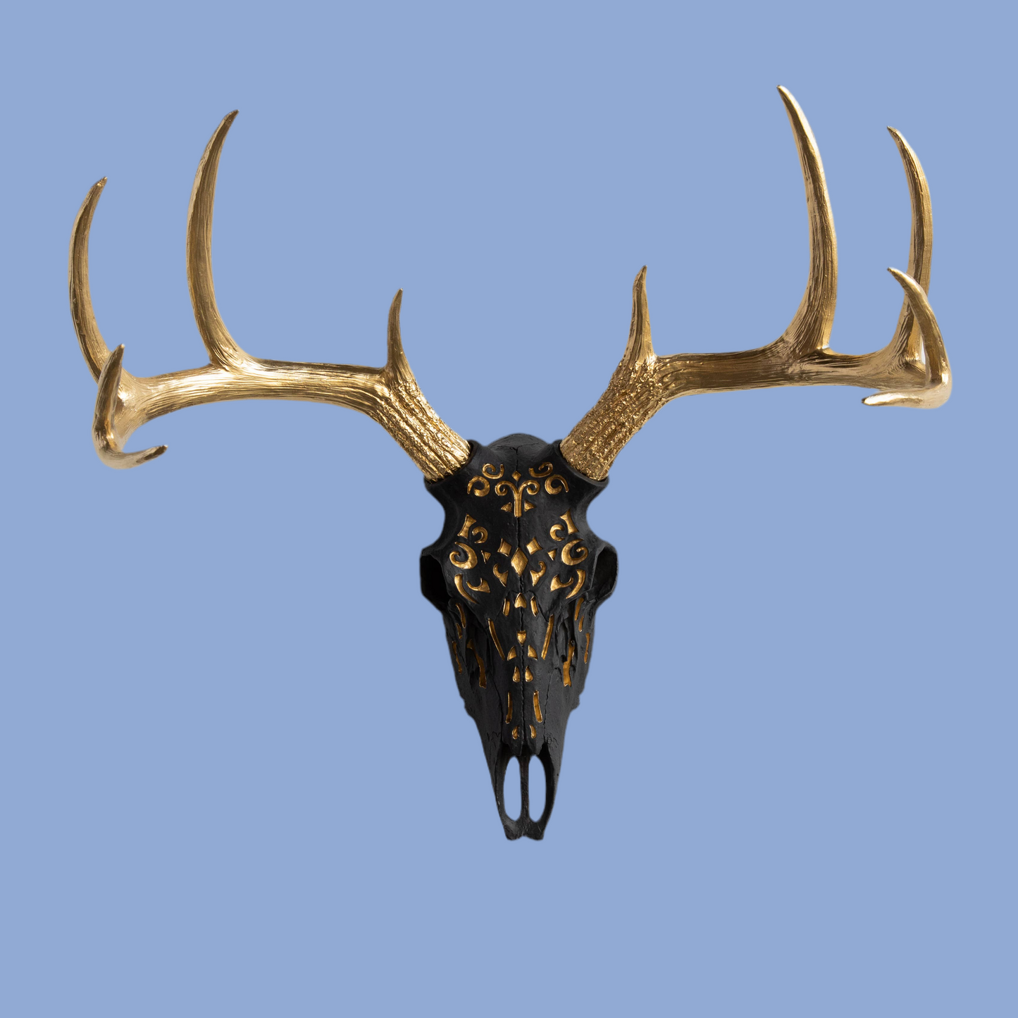 Decorative Carved Deer Skull Wall Mount