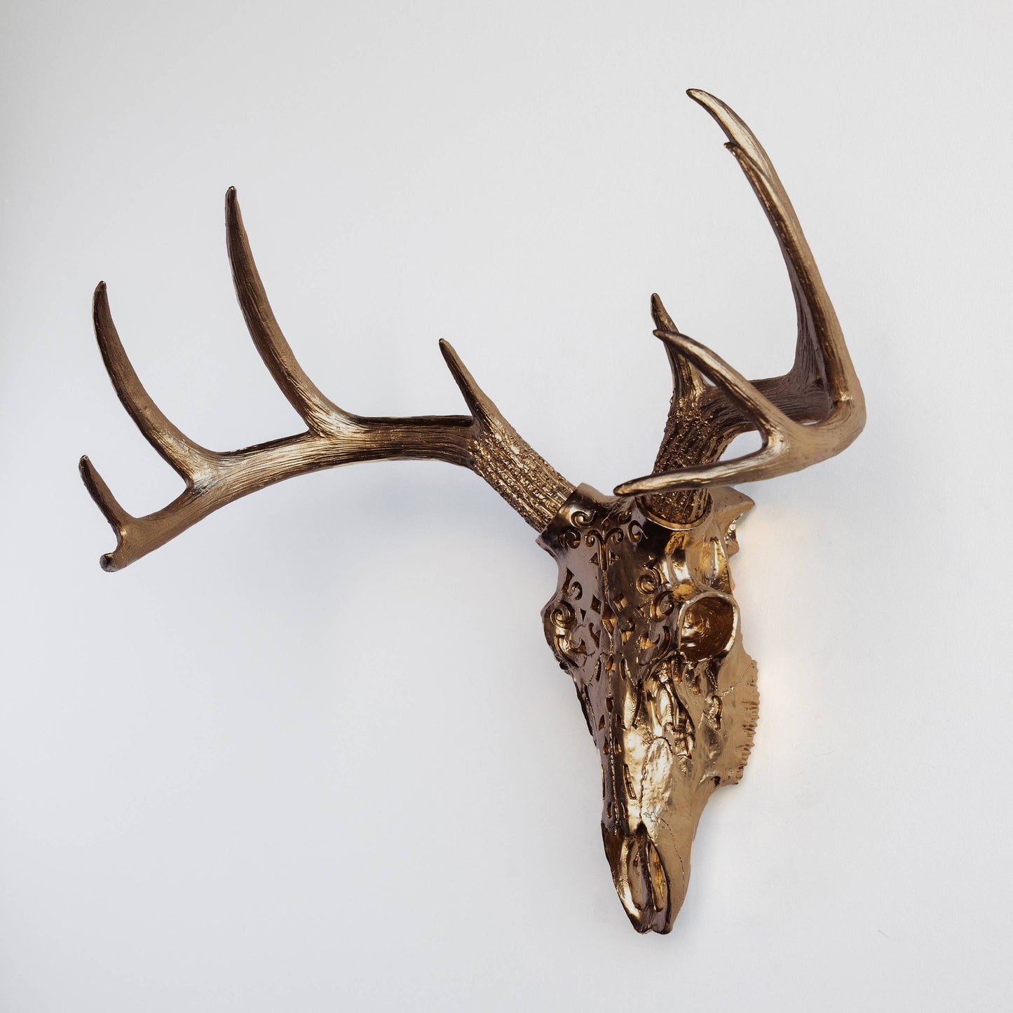 Decorative Carved Deer Skull Wall Mount