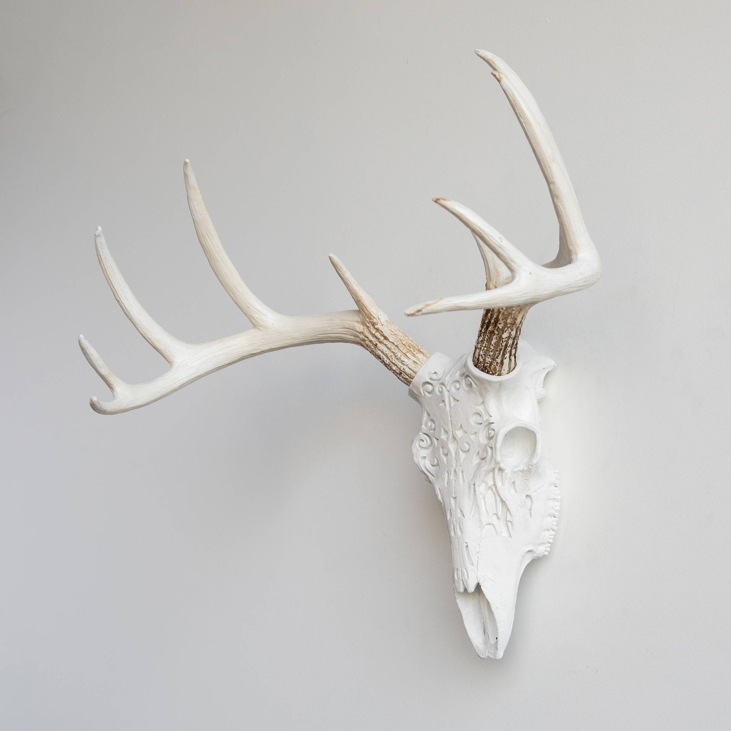Decorative Carved Deer Skull Wall Mount