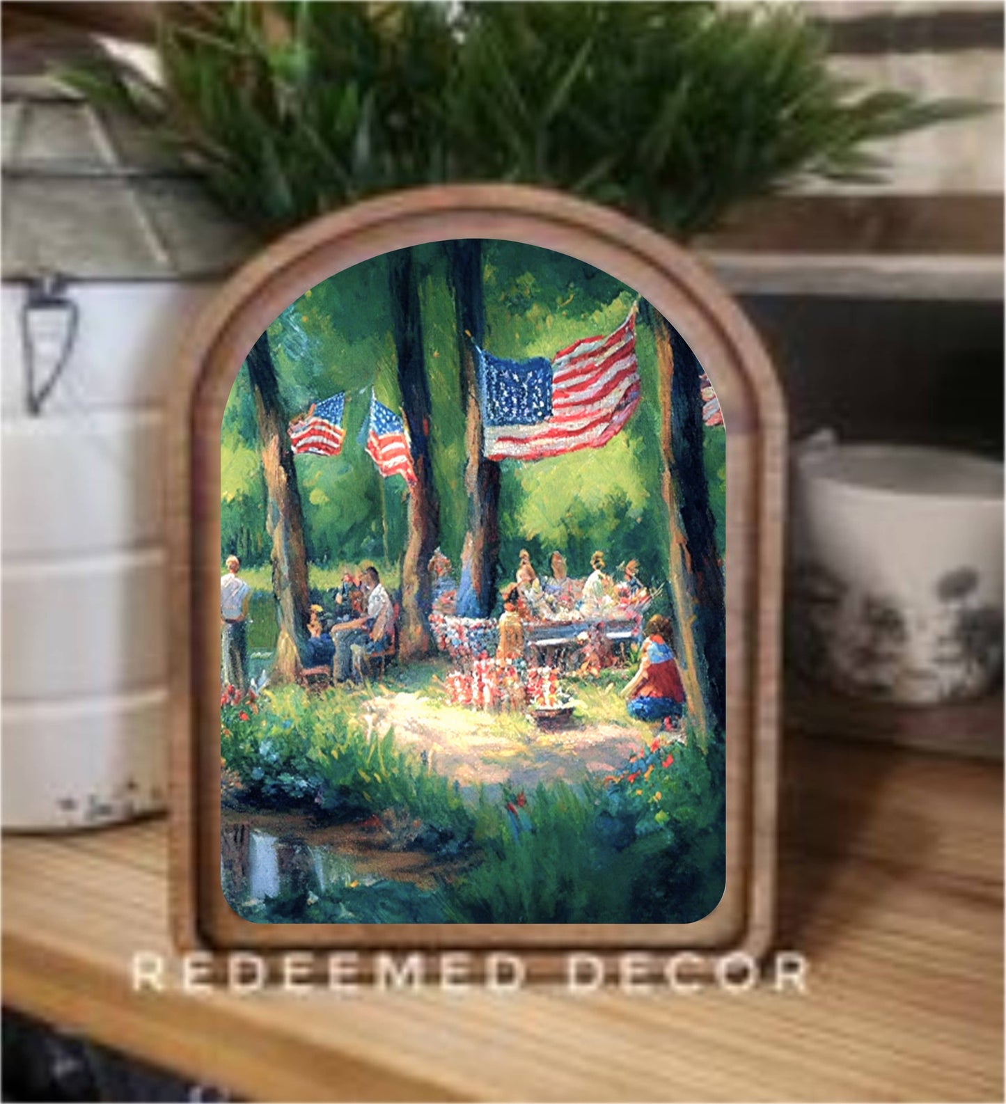 Arch Top Patriotic Picnic Framed Art