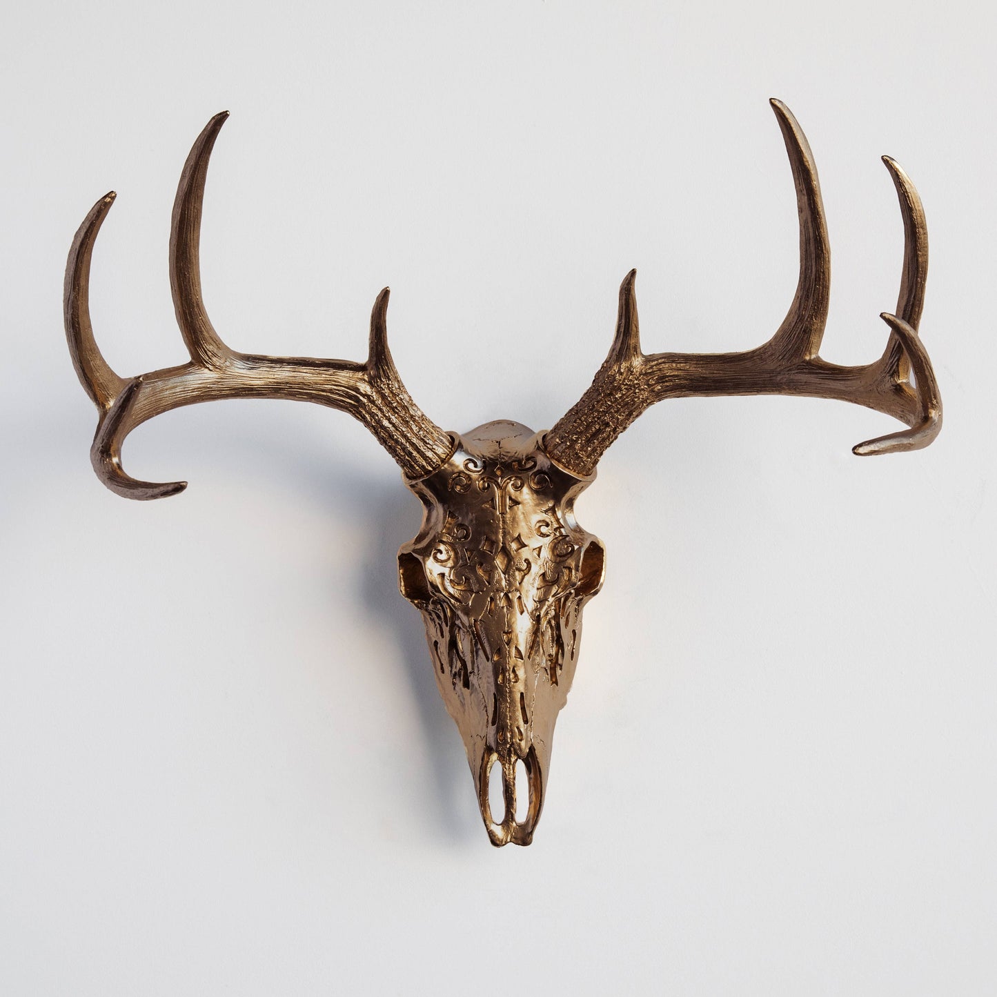Decorative Carved Deer Skull Wall Mount