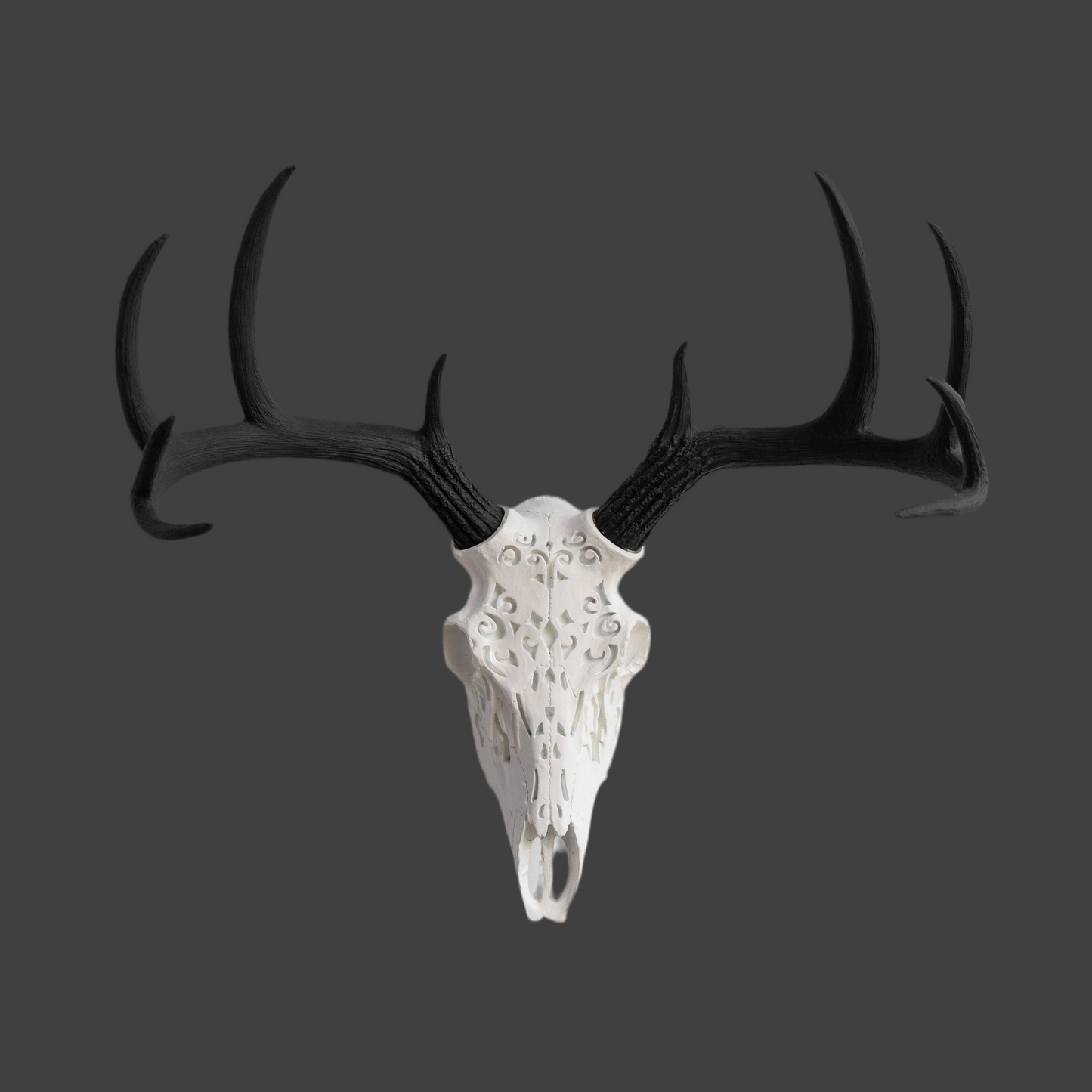 Decorative Carved Deer Skull Wall Mount