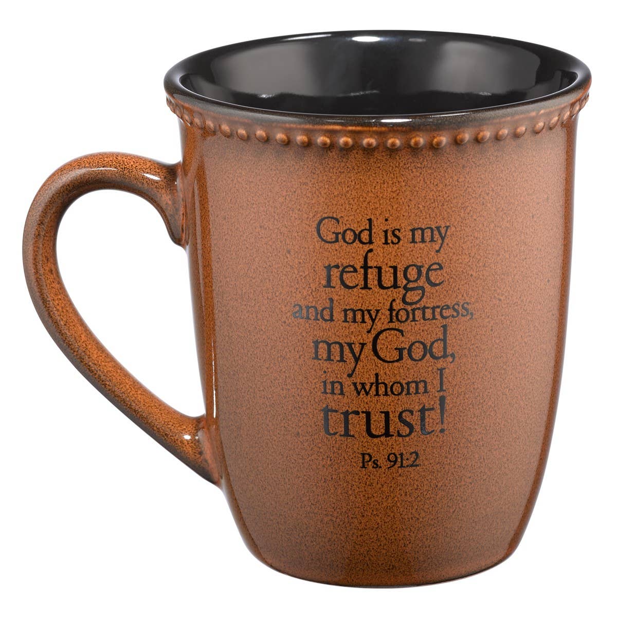 Mug Stoneware Brown/Black Trust Ps. 91:2