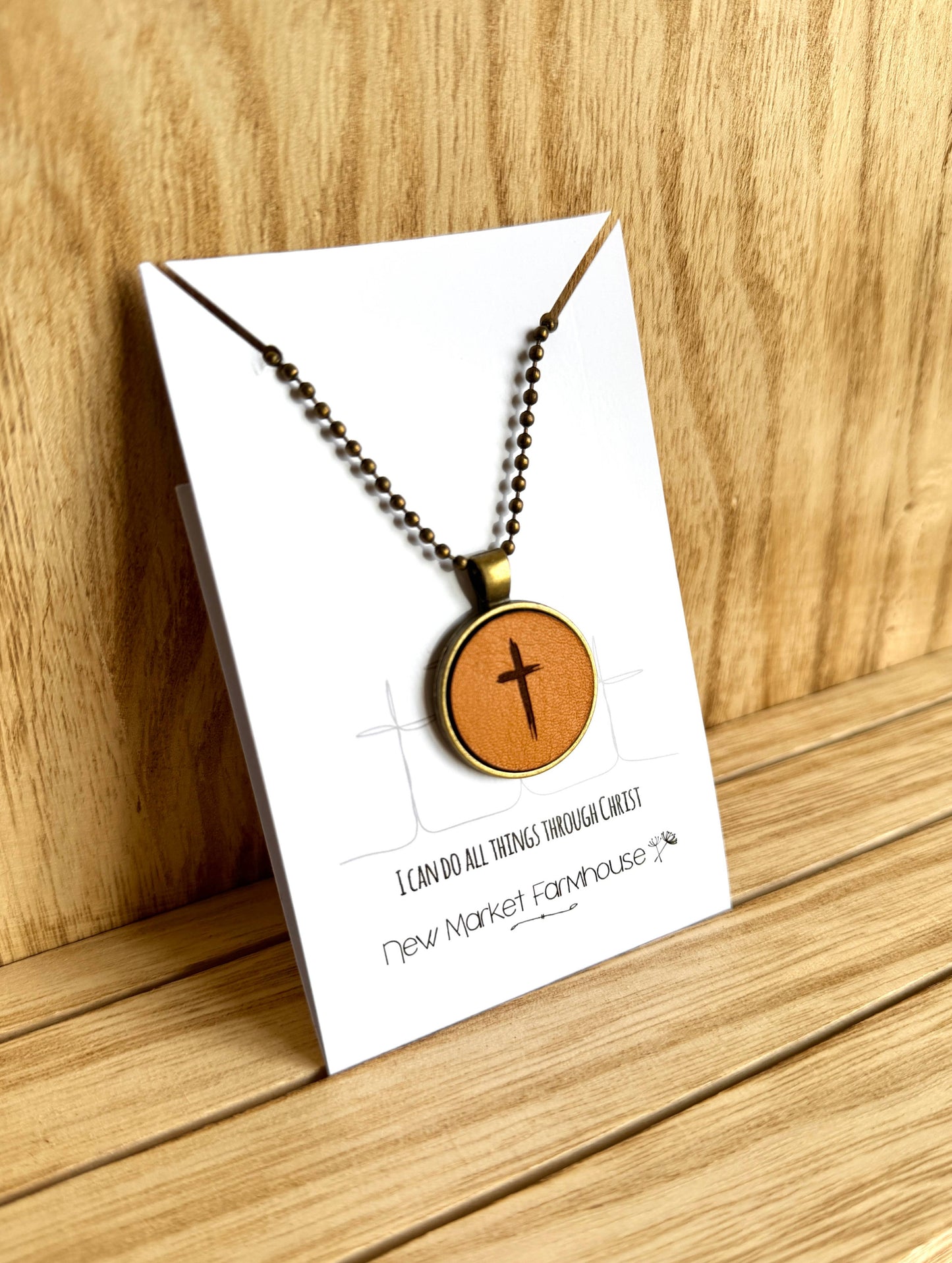 Cross Necklace - Leather Pendant Necklace
