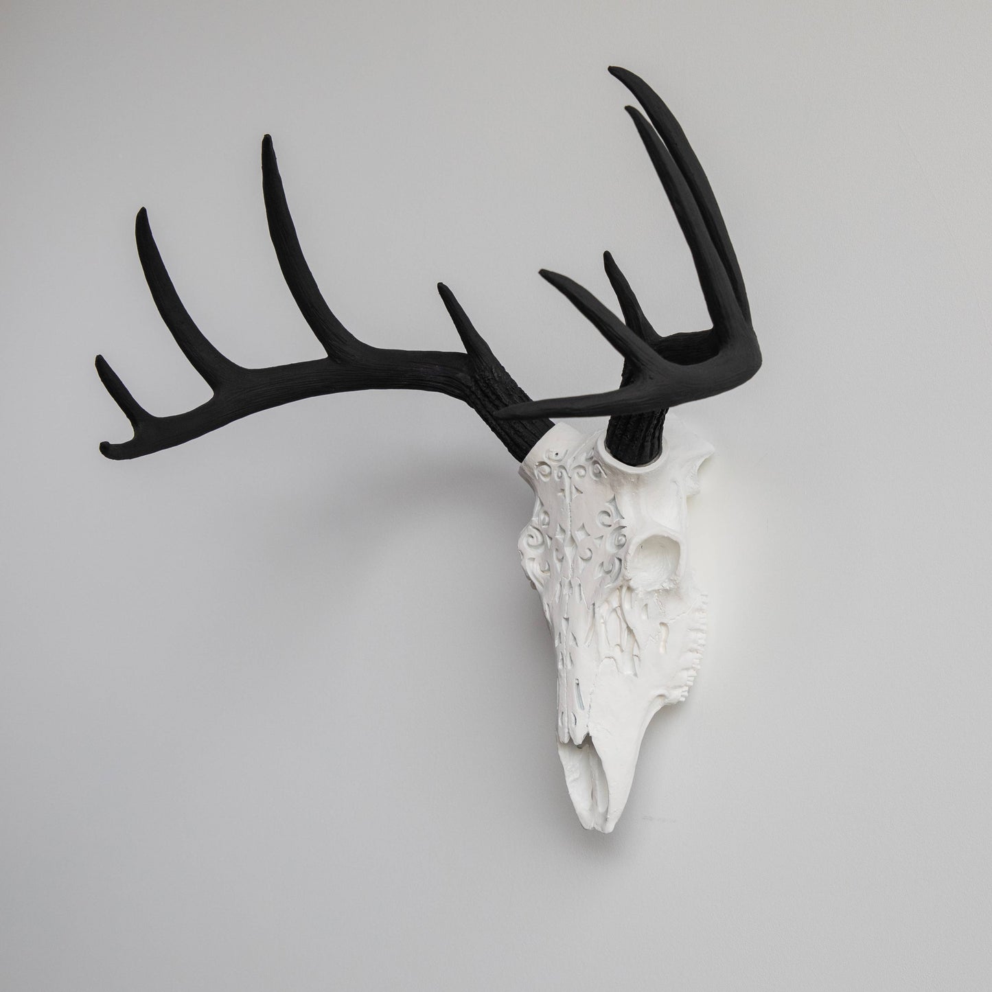 Decorative Carved Deer Skull Wall Mount
