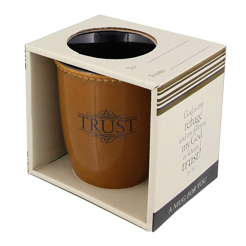 Mug Stoneware Brown/Black Trust Ps. 91:2