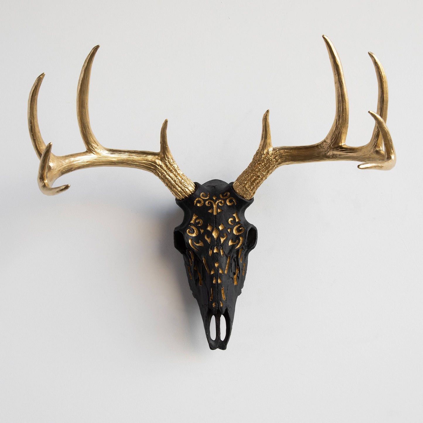 Decorative Carved Deer Skull Wall Mount