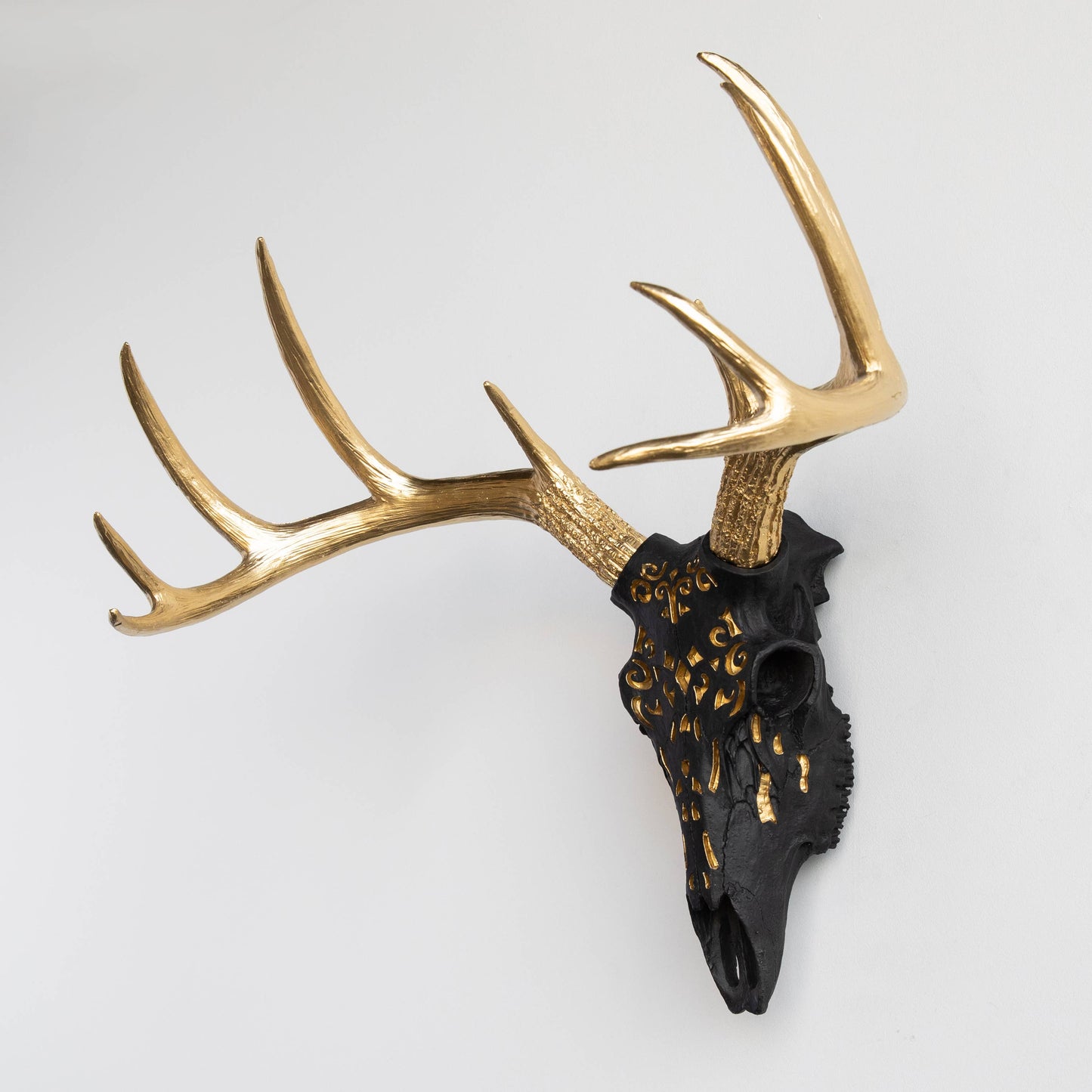 Decorative Carved Deer Skull Wall Mount