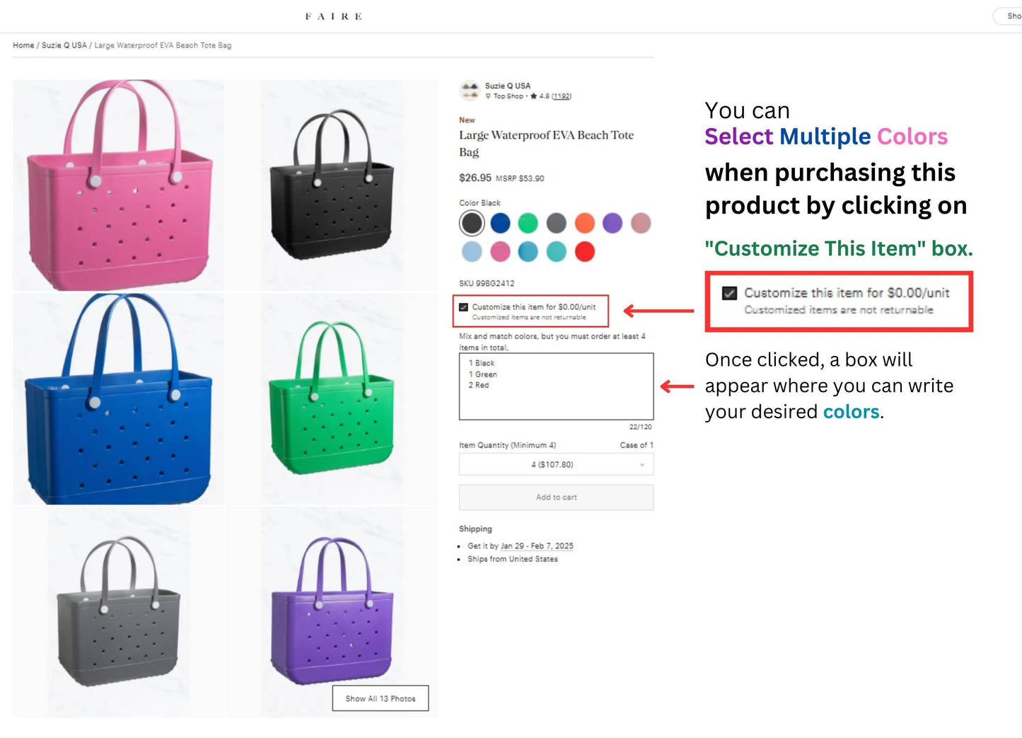 Large Waterproof EVA Beach Tote Bag