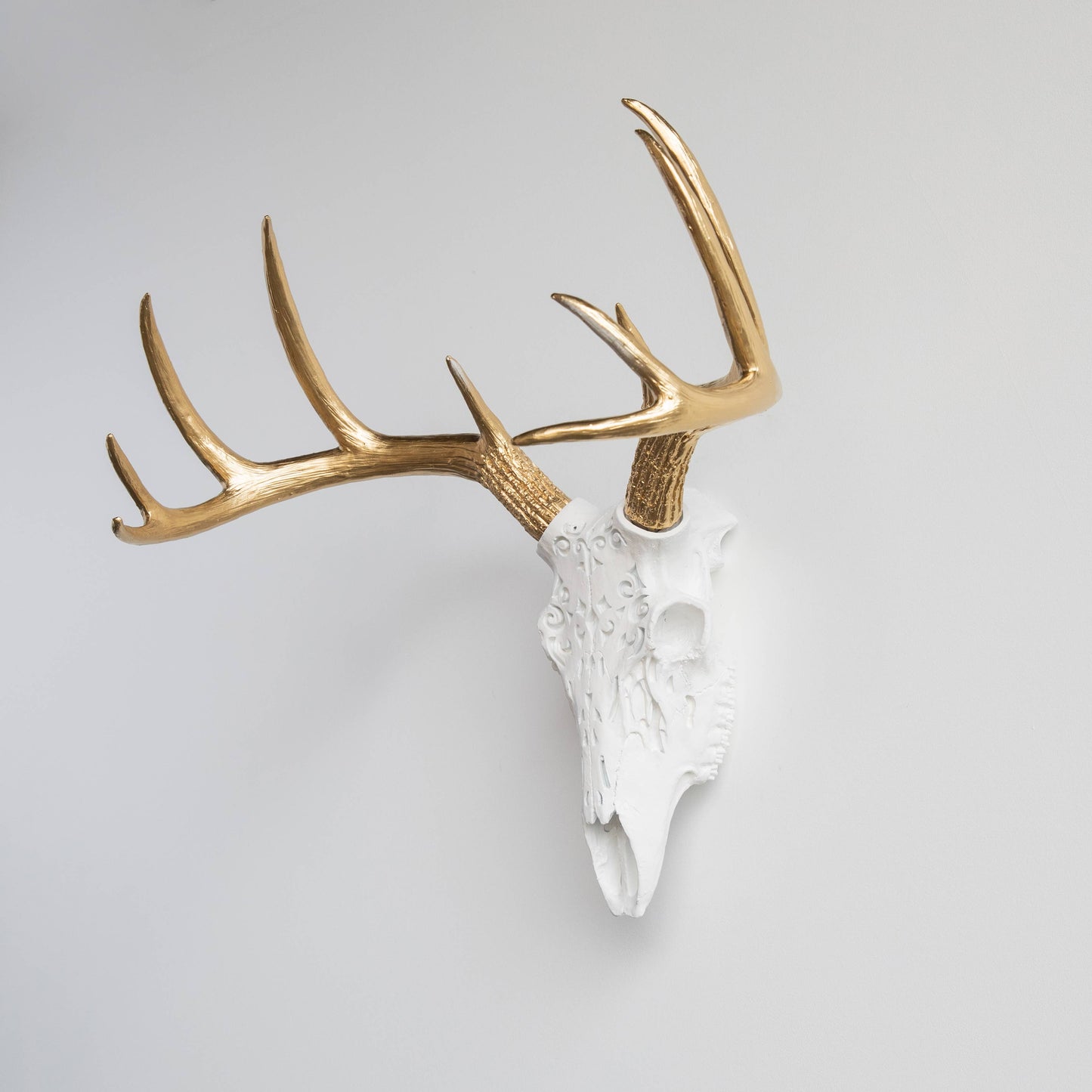 Decorative Carved Deer Skull Wall Mount