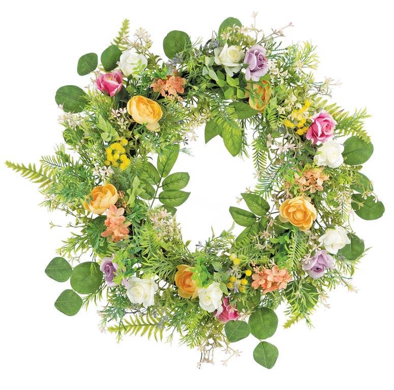 Mixed Flower & Foliage Wreath, 22", Mixed