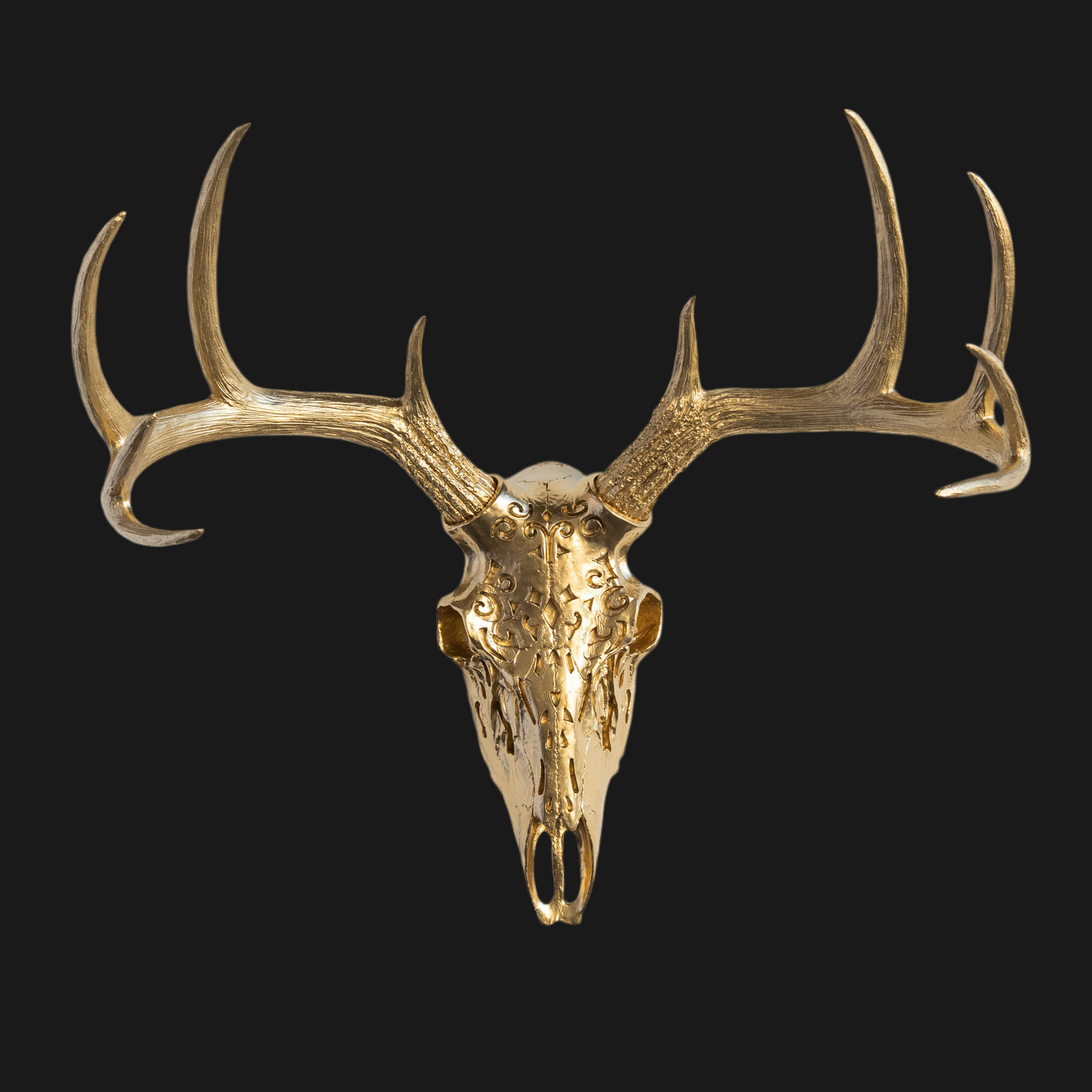 Decorative Carved Deer Skull Wall Mount