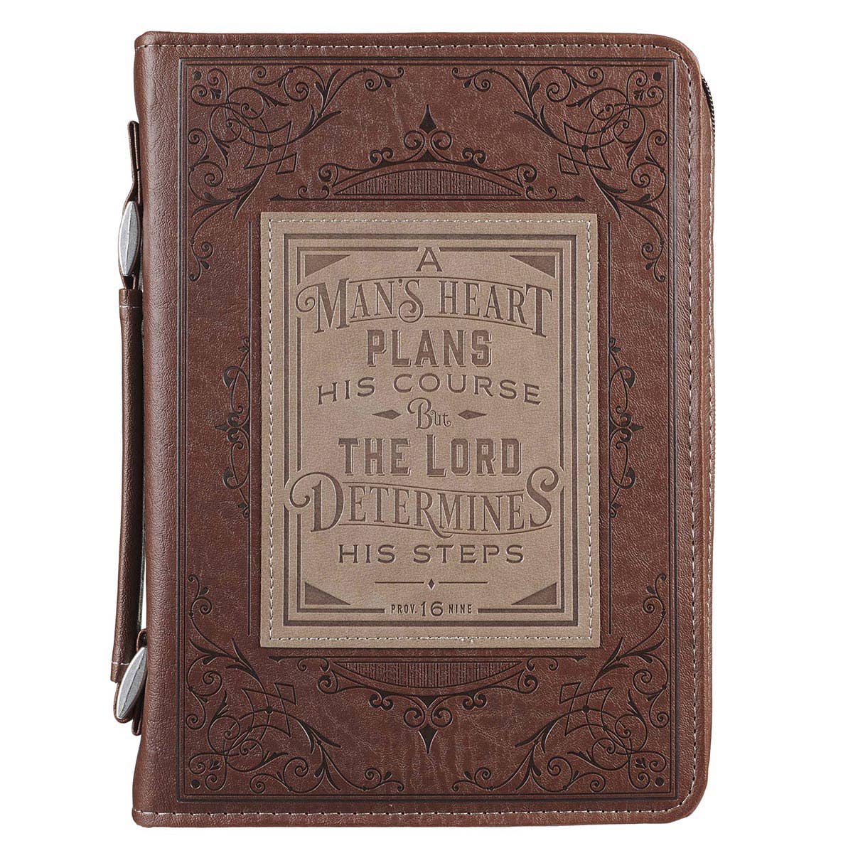 Bible Cover Classic Brown/Tan A Man's Heart Prov. 16:9