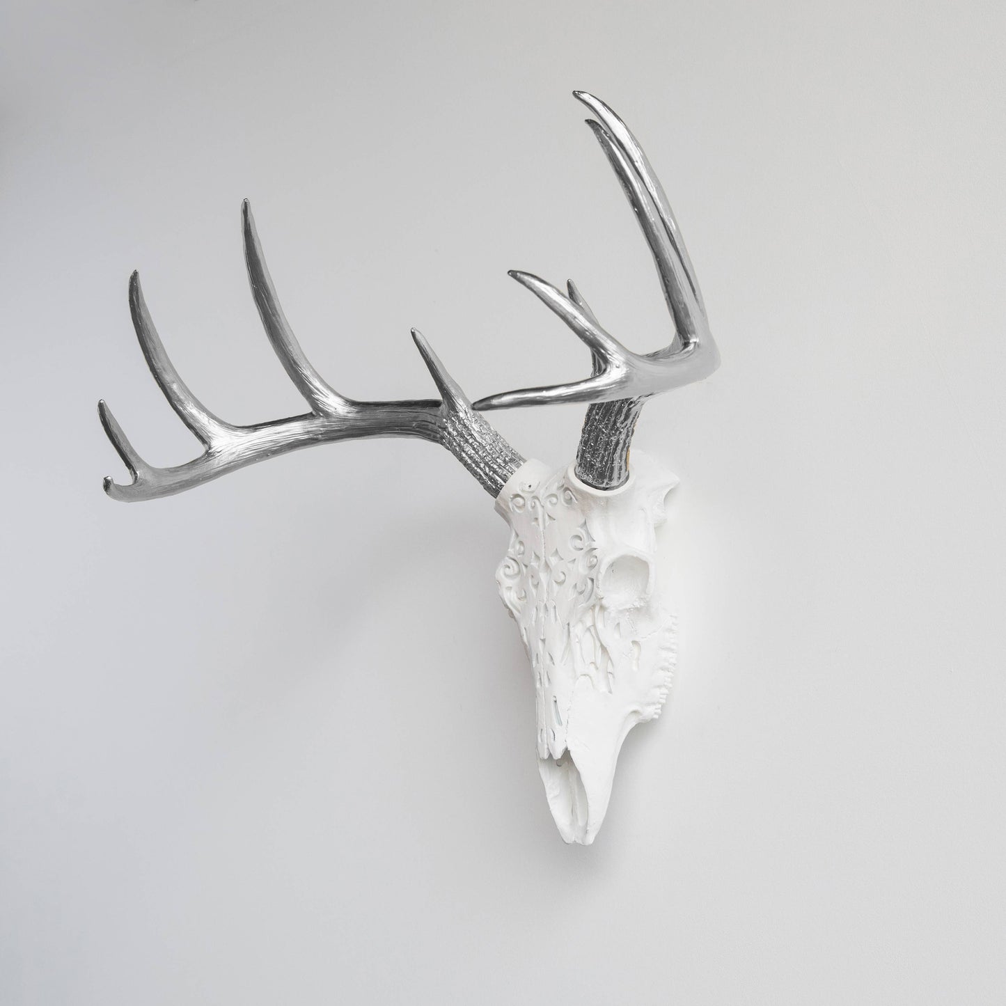 Decorative Carved Deer Skull Wall Mount