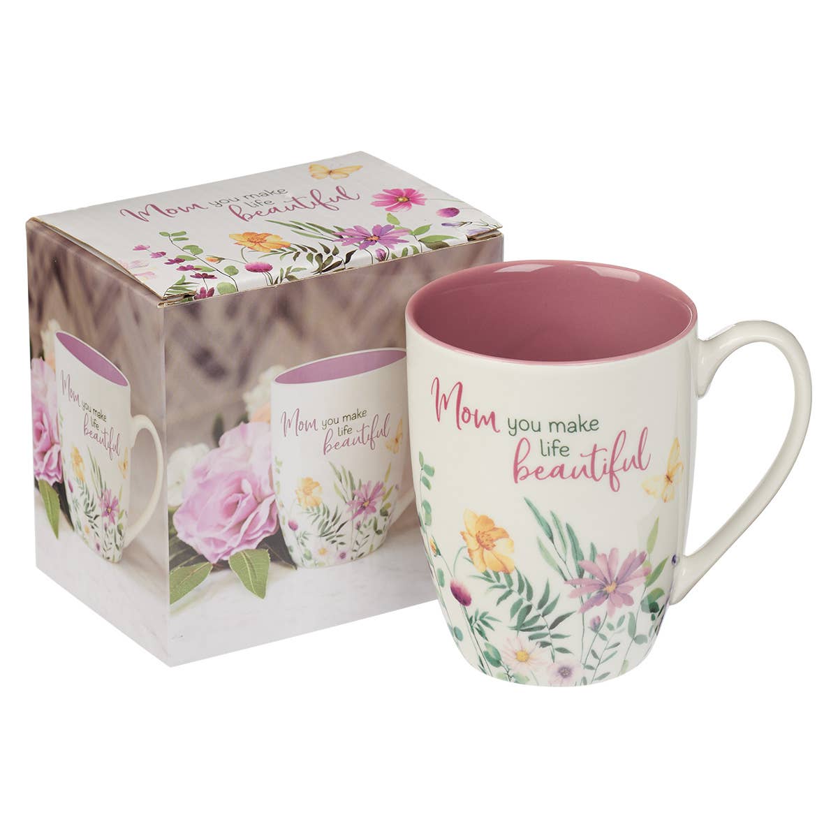Mug Purple/White Floral Mom You Make Life Beautiful