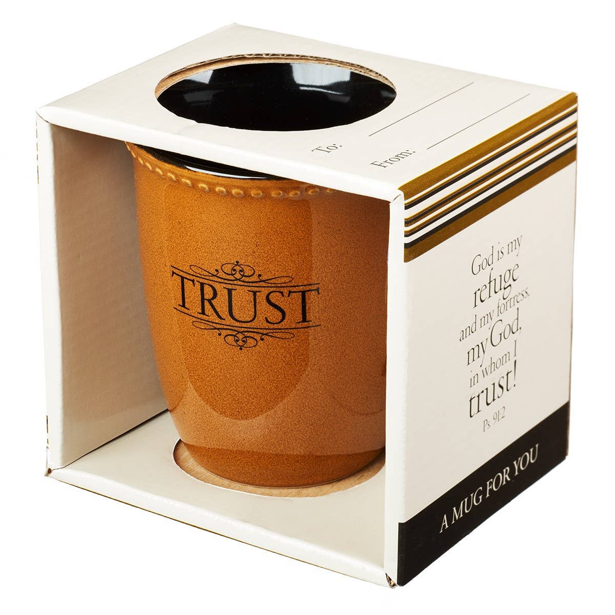 Mug Stoneware Brown/Black Trust Ps. 91:2