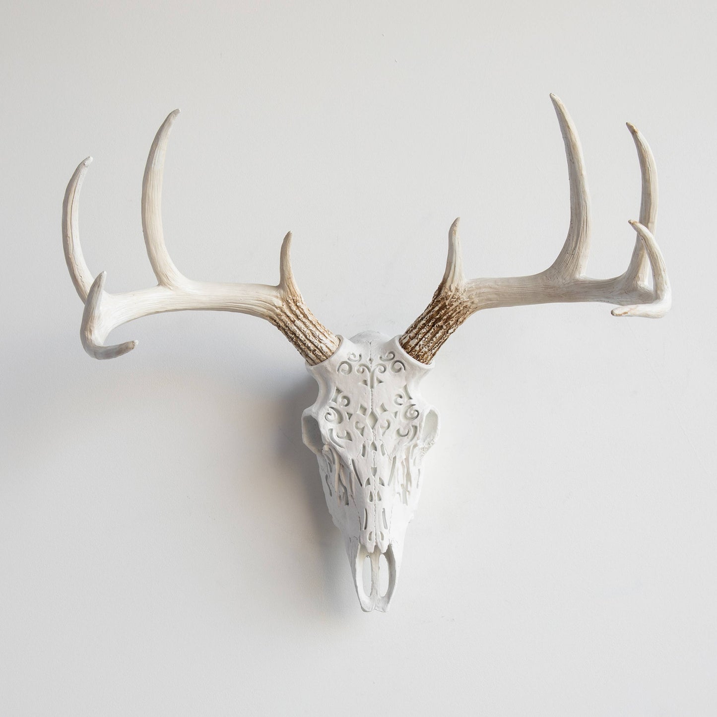 Decorative Carved Deer Skull Wall Mount