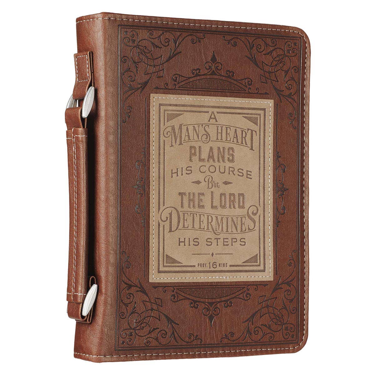 Bible Cover Classic Brown/Tan A Man's Heart Prov. 16:9
