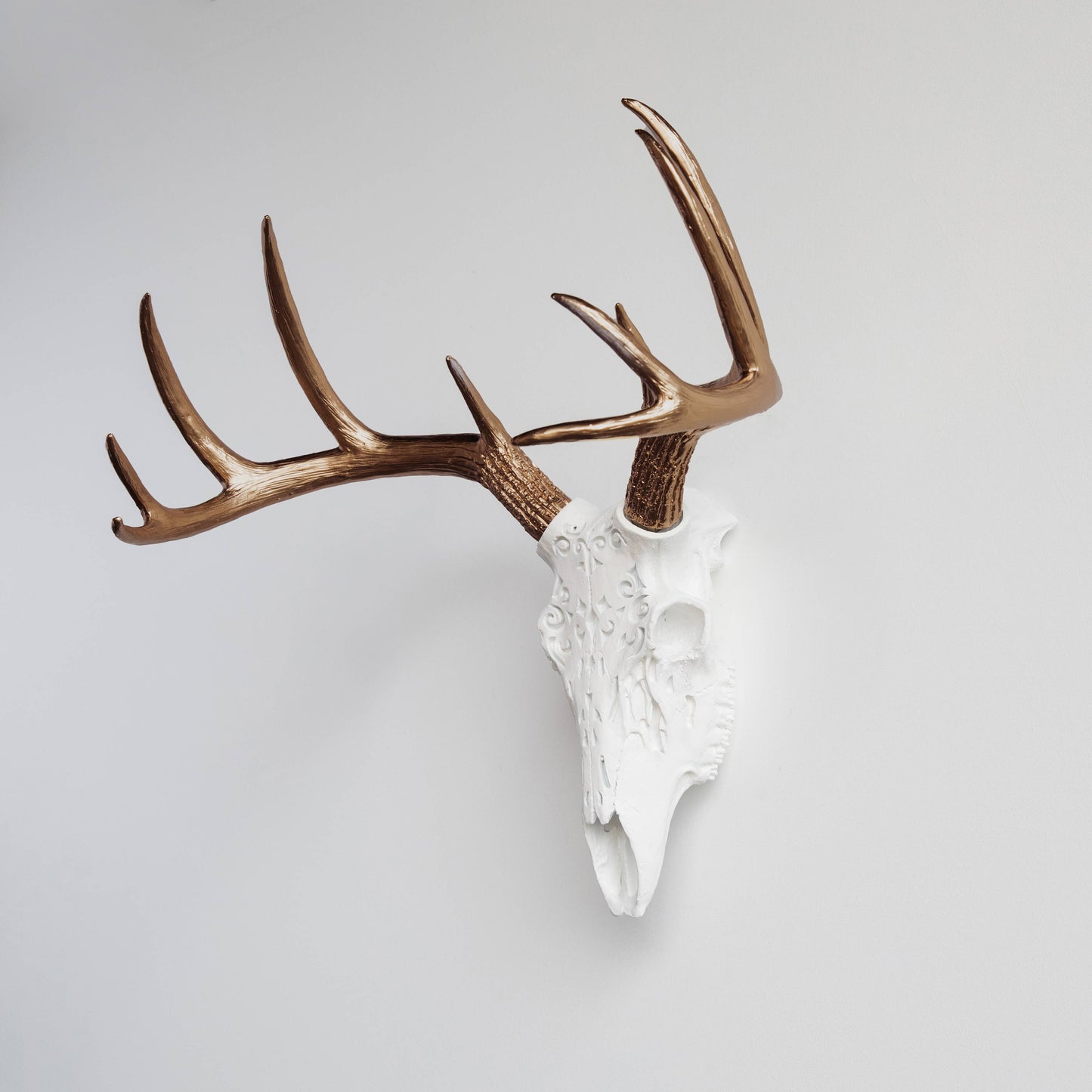 Decorative Carved Deer Skull Wall Mount
