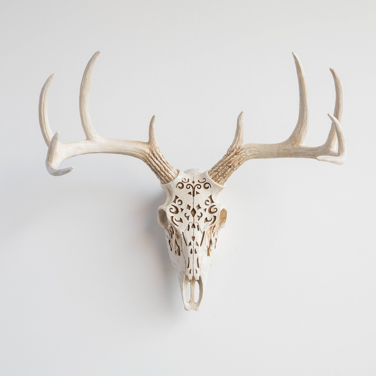 Decorative Carved Deer Skull Wall Mount