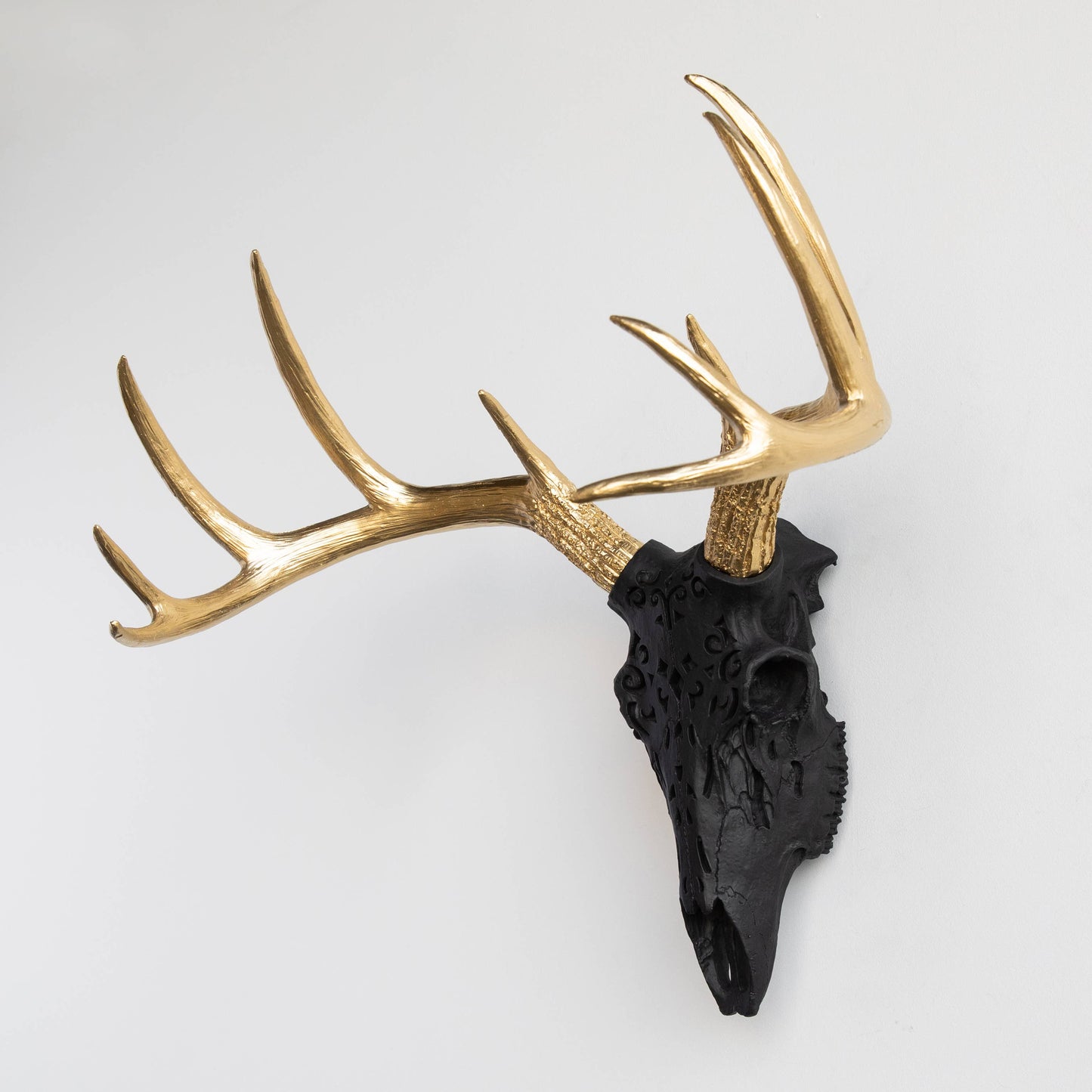 Decorative Carved Deer Skull Wall Mount