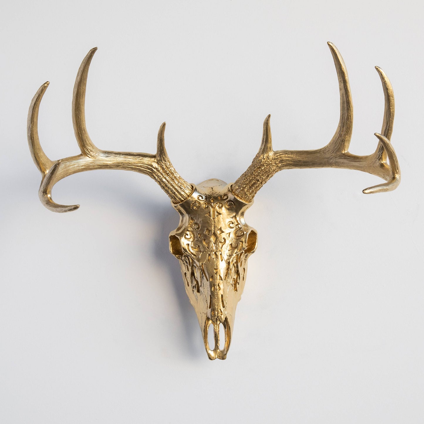Decorative Carved Deer Skull Wall Mount
