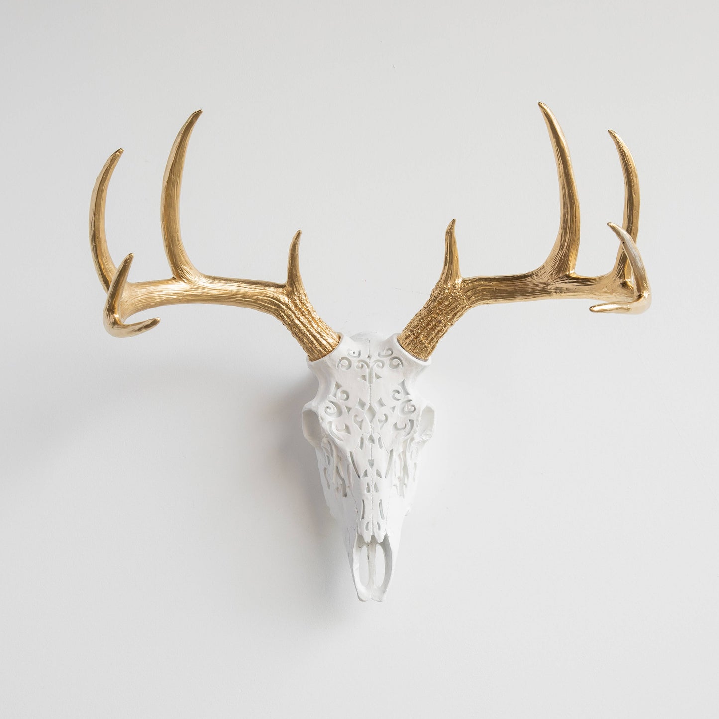 Decorative Carved Deer Skull Wall Mount