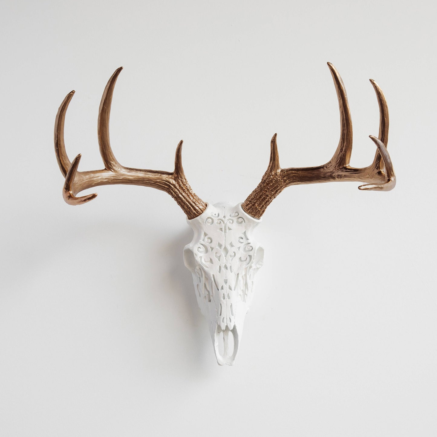 Decorative Carved Deer Skull Wall Mount