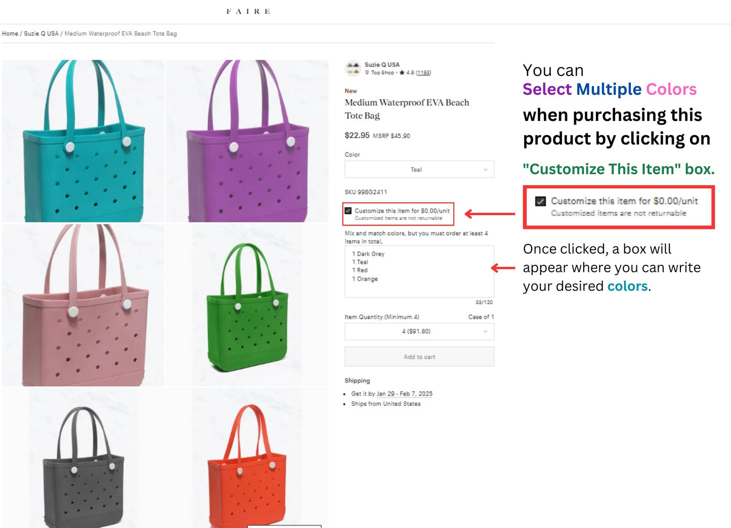 Medium Waterproof EVA Beach Tote Bag