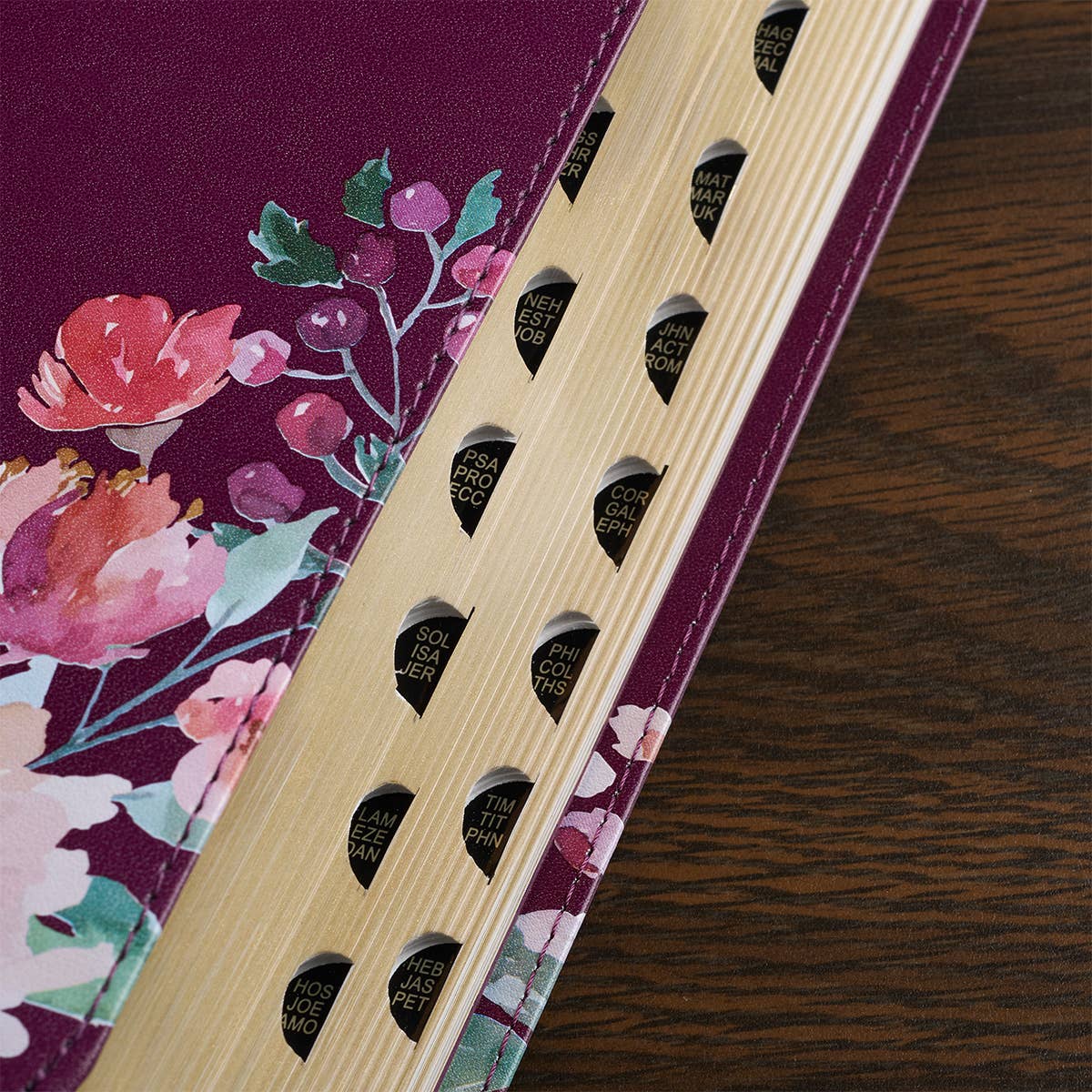 Purple Floral Faux Leather Giant Print Standard-size KJV Bib