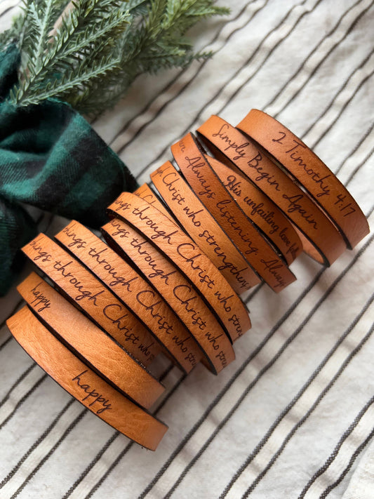 Religious Scripture Thin Leather Bracelet Collection