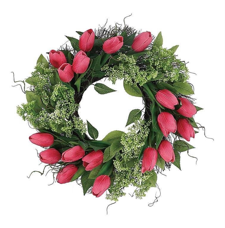 Seeded Berry Tulip Wreath 24" Cerise