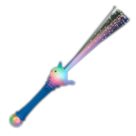 Light Up Fiber Optic Narwhal Flashing Prism Wand Decor