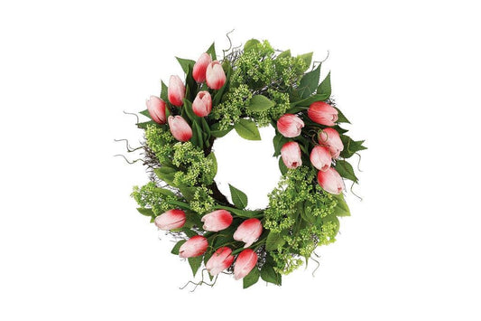 Seeded Berry Tulip Wreath 24" Pink