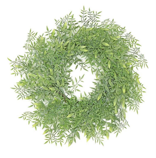 Ruscus Wreath, 24", Sage Green/Yellow