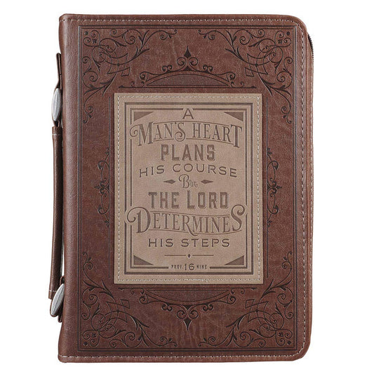 Bible Cover Classic Brown/Tan A Man's Heart Prov. 16:9