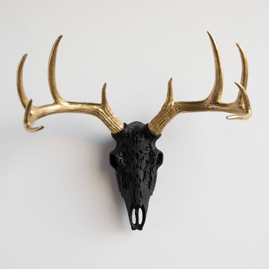 Decorative Carved Deer Skull Wall Mount