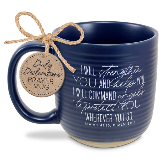 LCP Coffee Mug Amen I Will Help Blue 20 Oz