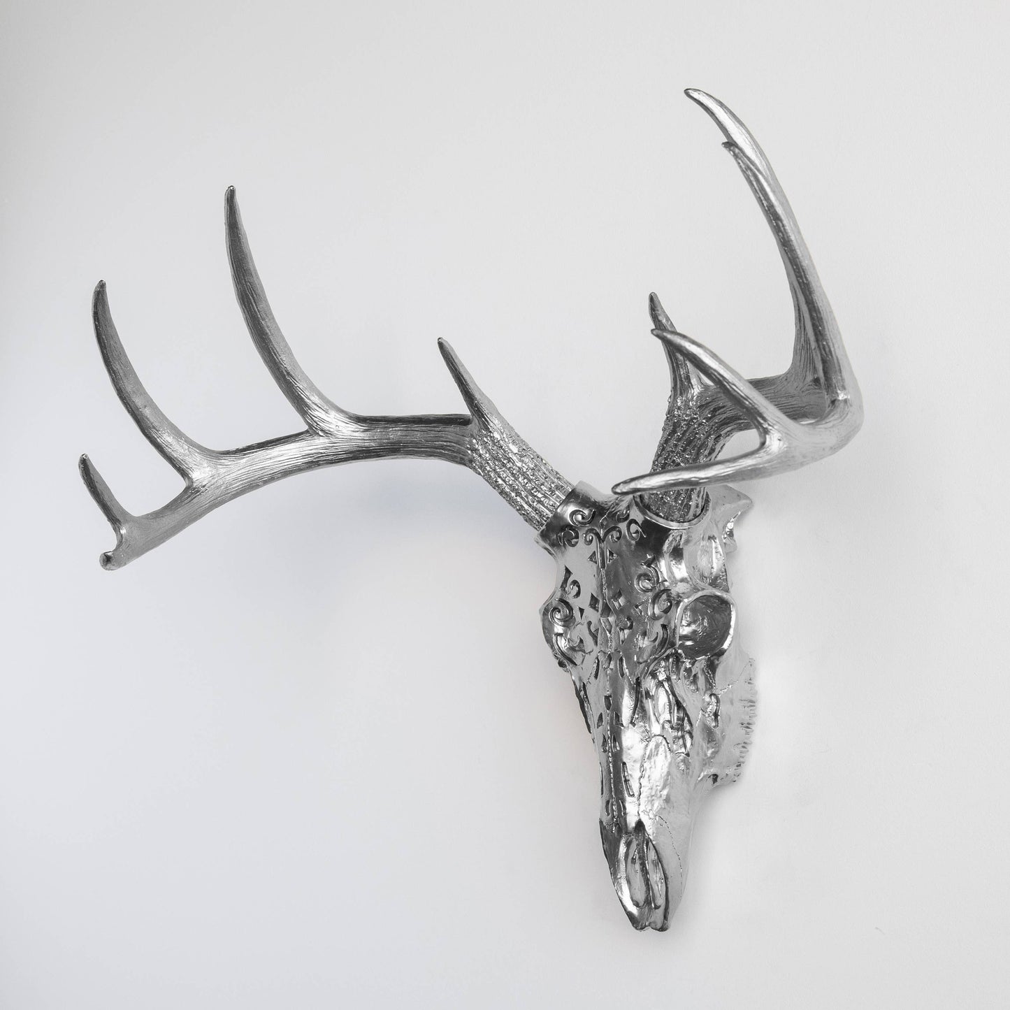 Decorative Carved Deer Skull Wall Mount